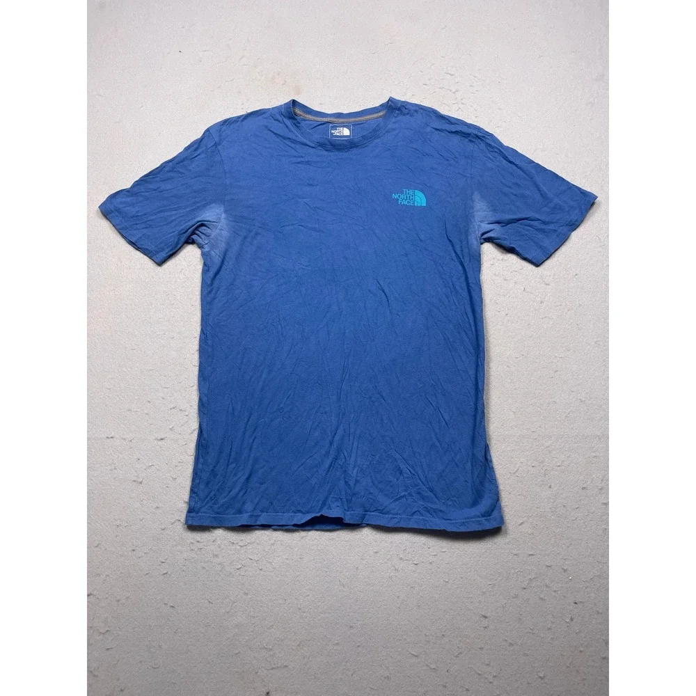 The North Face Graphic Box Logo T-Shirt Mens Medium Blue Cotton Good